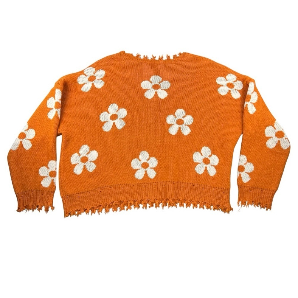 Hayden Los Angeles Women's Distressed Floral Pattern Pullover Sweater Size 1XL - Picture 5 of 6